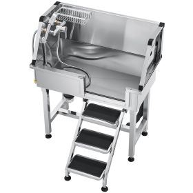 34 Inch Stainless Steel Dog Washing Station, Pet Grooming Tub with Hot & Cold Faucet, Showerhead, Home Wash Sink,, Fits Small Cats and Dogs