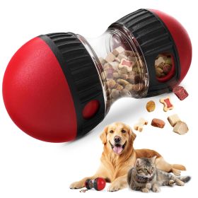 Dog Puzzle Toy, Adjustable Treat Dispensing Ball Food Dispenser Tough Slow Feeder Puppy Enrichment Training Toy Pet Interactive Chase Toys For Small M (Option: Red)